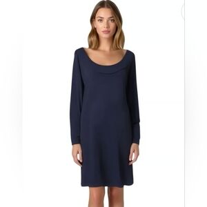 TravelSmith Navy Long‎ Sleeve Midi Travel Dress Large